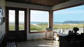 21-inch flat-screen TV with satellite channels, TV