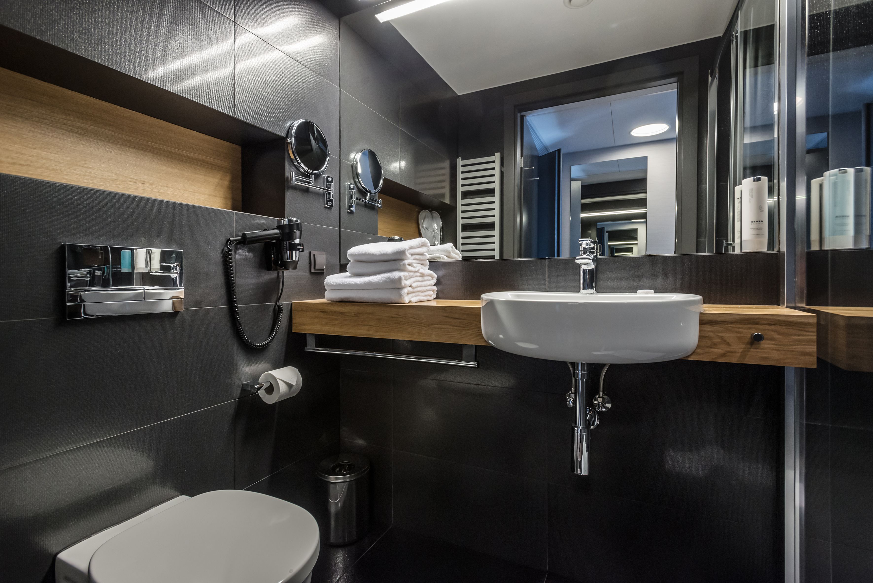 free toiletries, hair dryer, bathrobes, towels