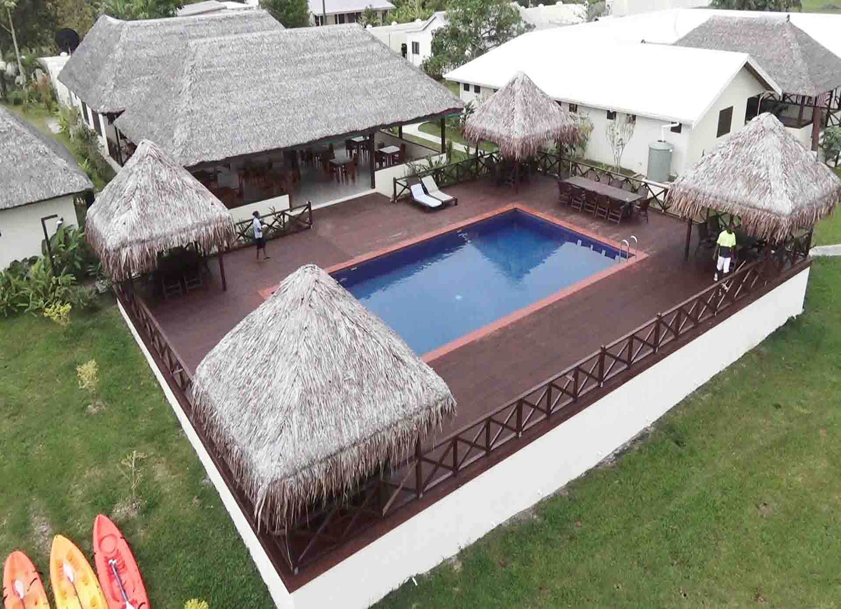 outdoor pool, pool loungers