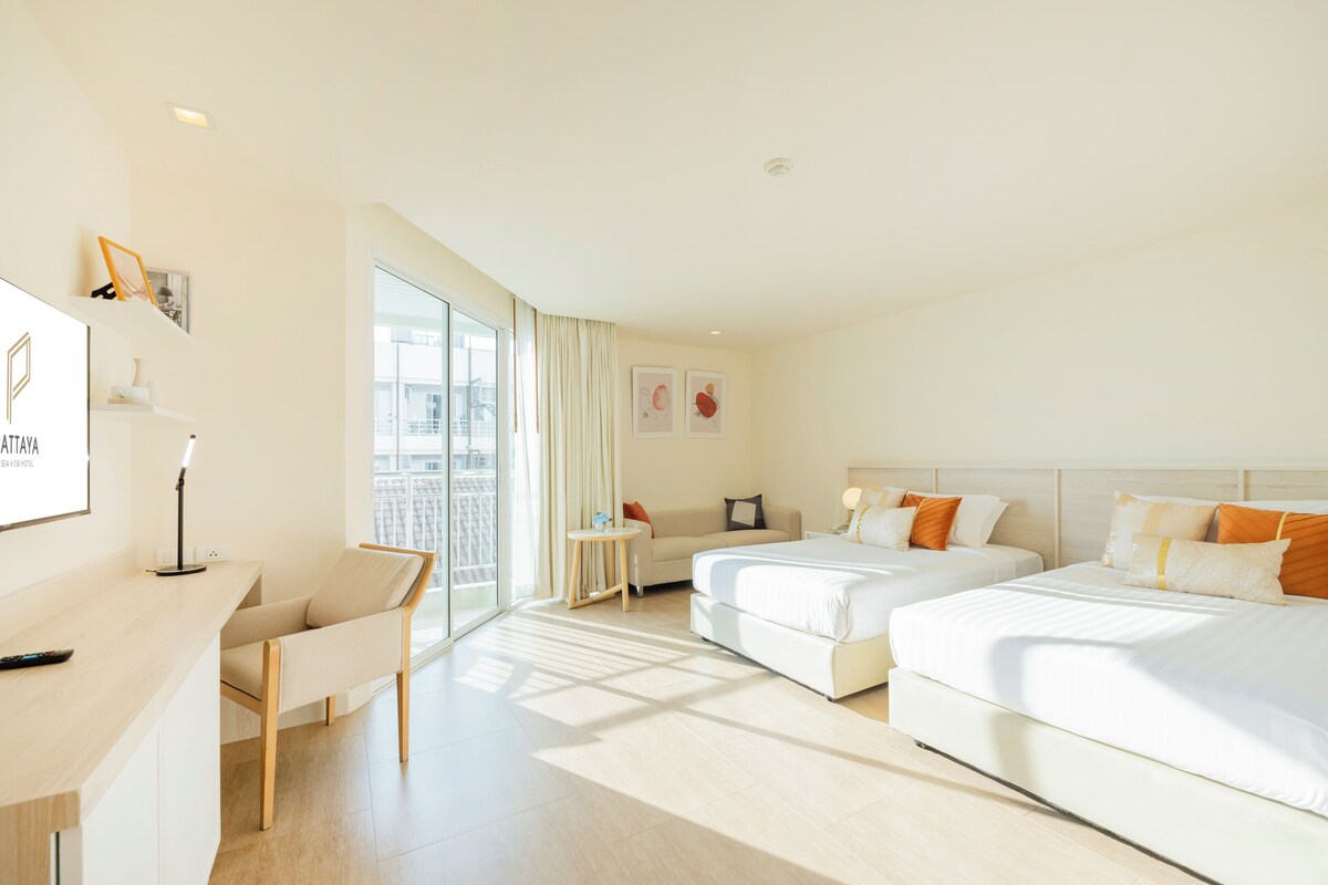 Quarto duplo luxo, vista para o oceano | Frigobar (abastecido com alguns itens grátis), cofres nos quartos