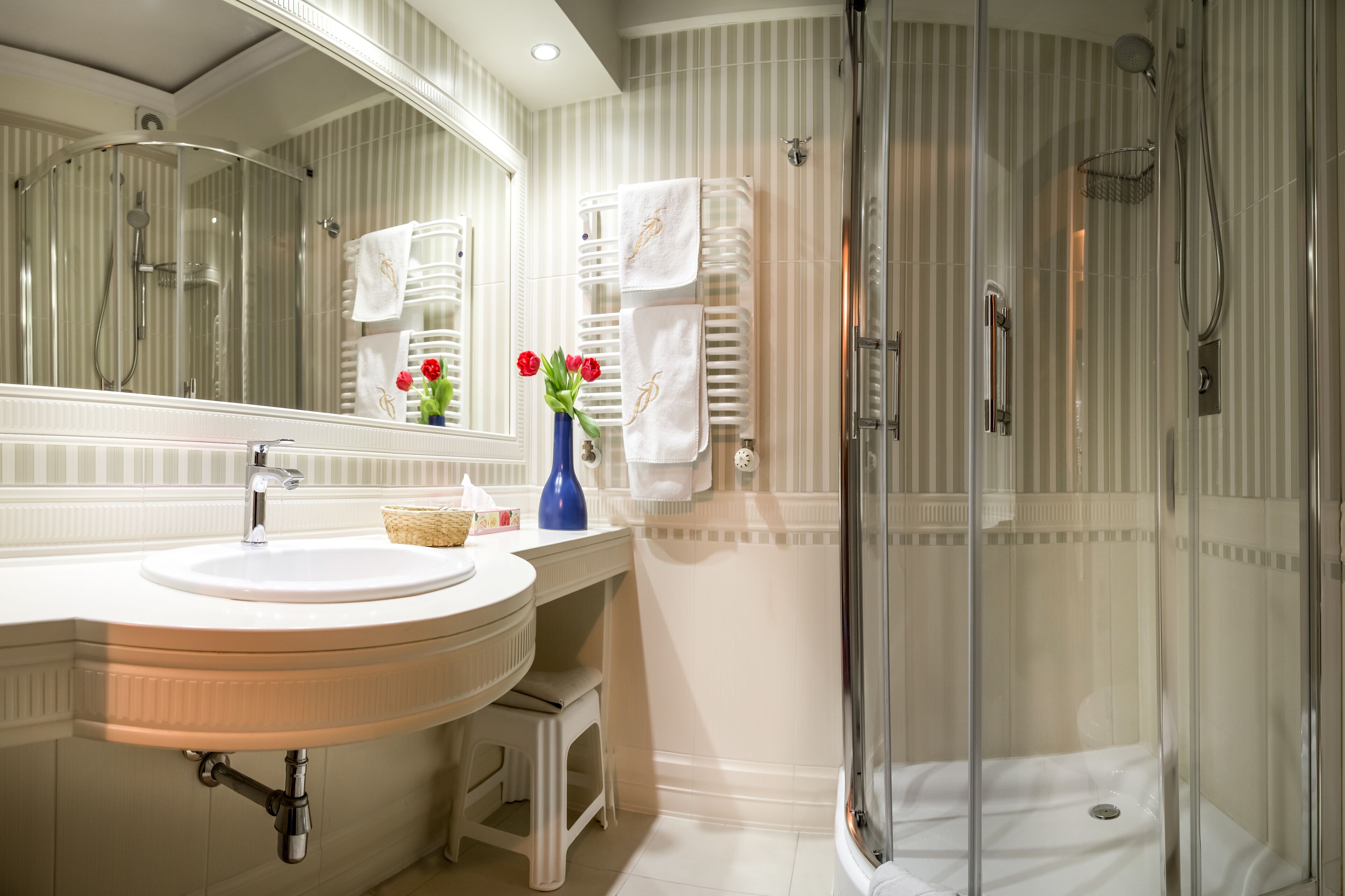 free toiletries, hair dryer, towels