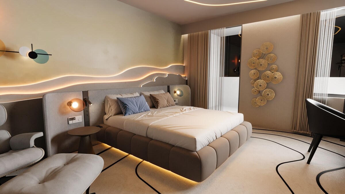 Chambre Double Deluxe, vue mer | Literie de qualit&eacute; sup&eacute;rieure, minibar, coffres-forts dans les chambres