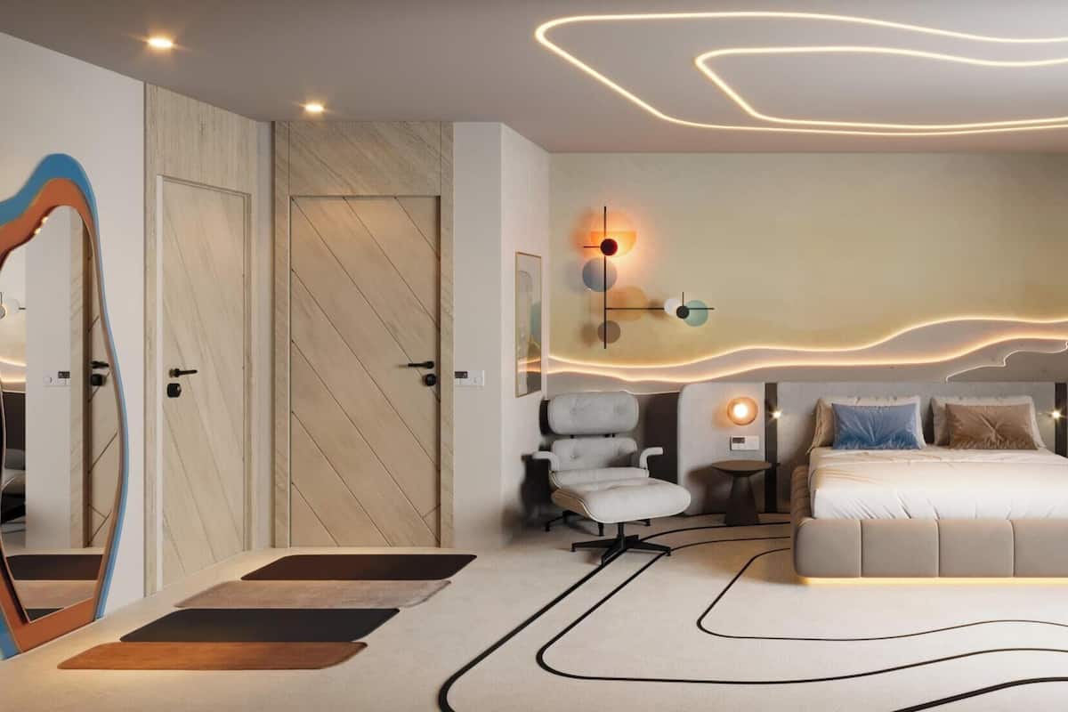 Kahden hengen deluxe-huone, merinäköala | Ylelliset vuodevaatteet, minibaari, tallelokero huoneessa