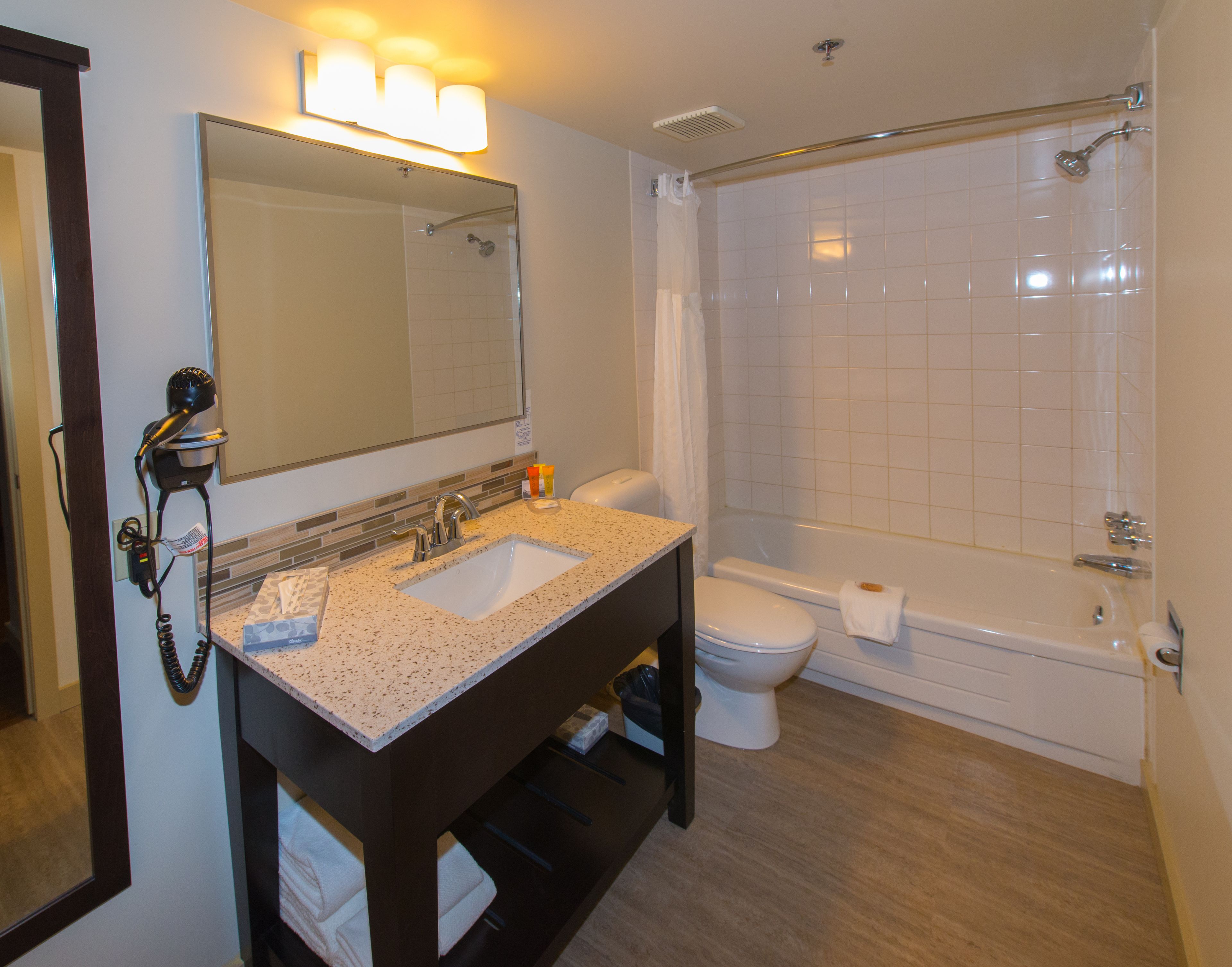 Free toiletries, hair dryer, towels