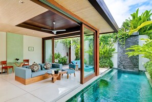 Villa, 1 Schlafzimmer, eigener Pool | Wohnbereich