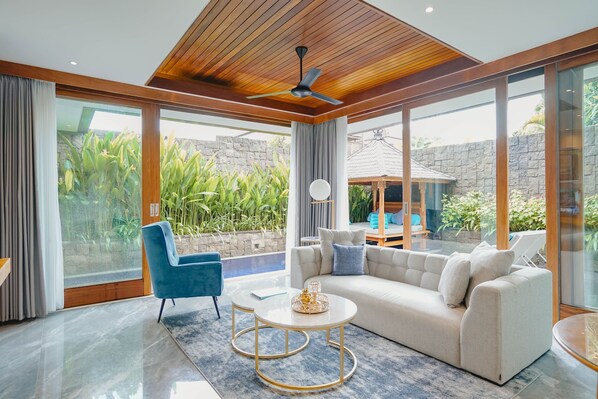 Imperial Villa, One Bedroom, Private Pool | Living area | 32-inch LED TV with satellite channels, TV, DVD player
