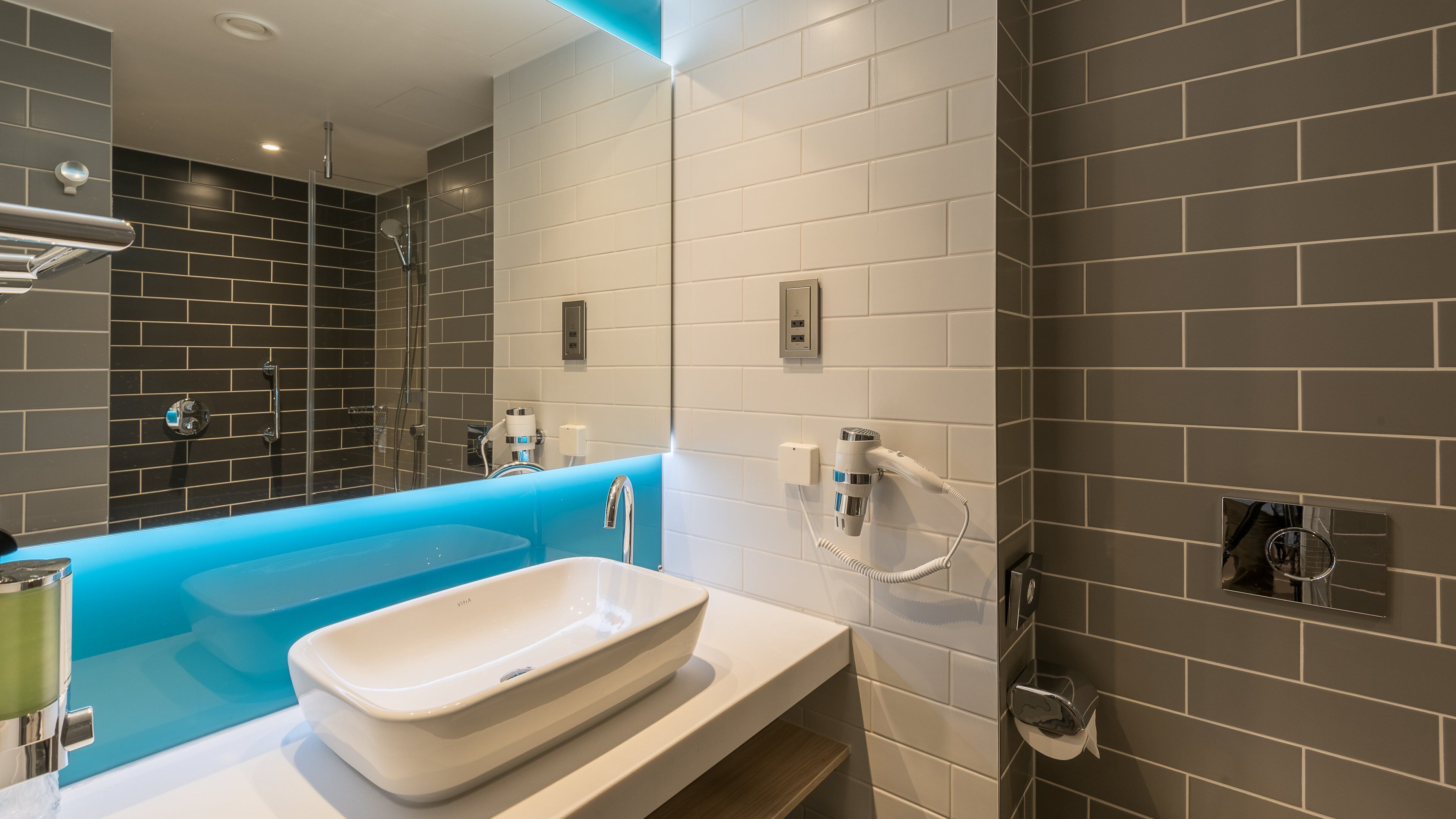 hair dryer, bathrobes, towels