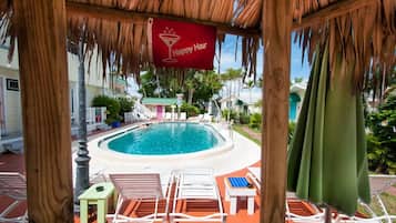 Outdoor pool, sun loungers