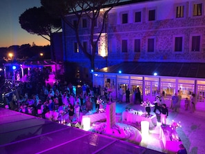 Outdoor banquet area