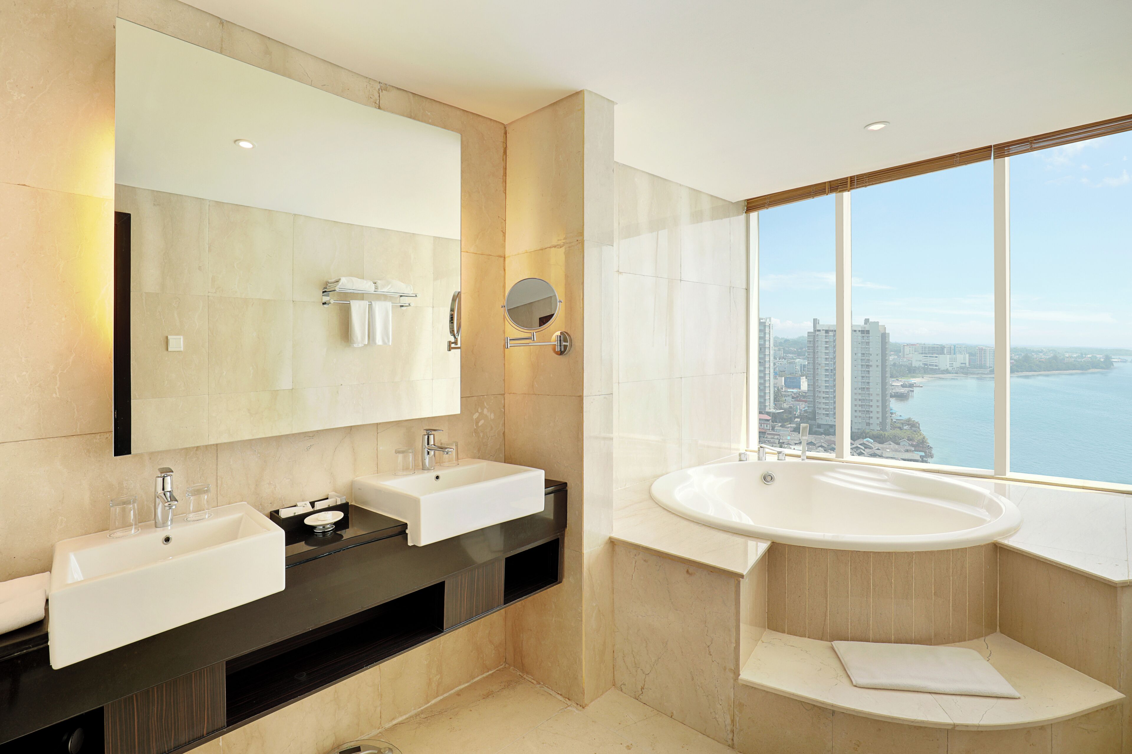 president suite | bathroom | shower, free toiletries, hair dryer, slippers
