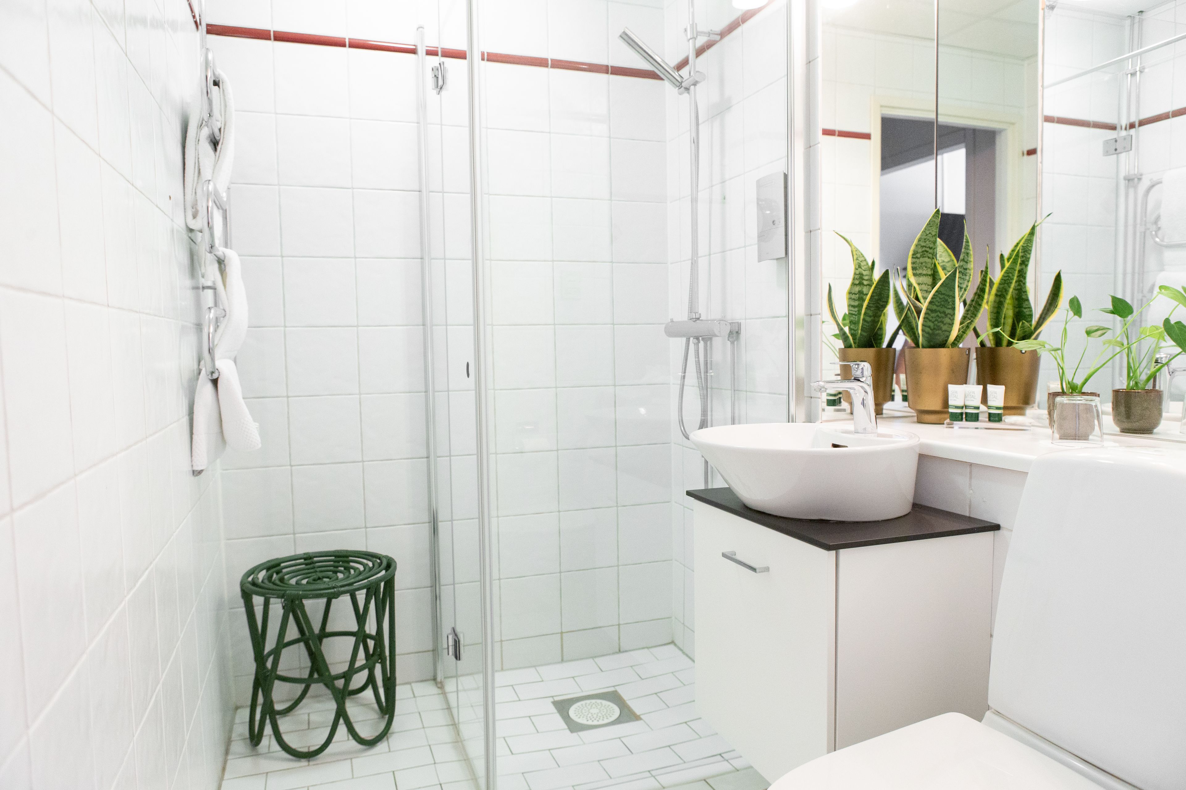 standard double or twin room | bathroom | shower, free toiletries, hair dryer, towels