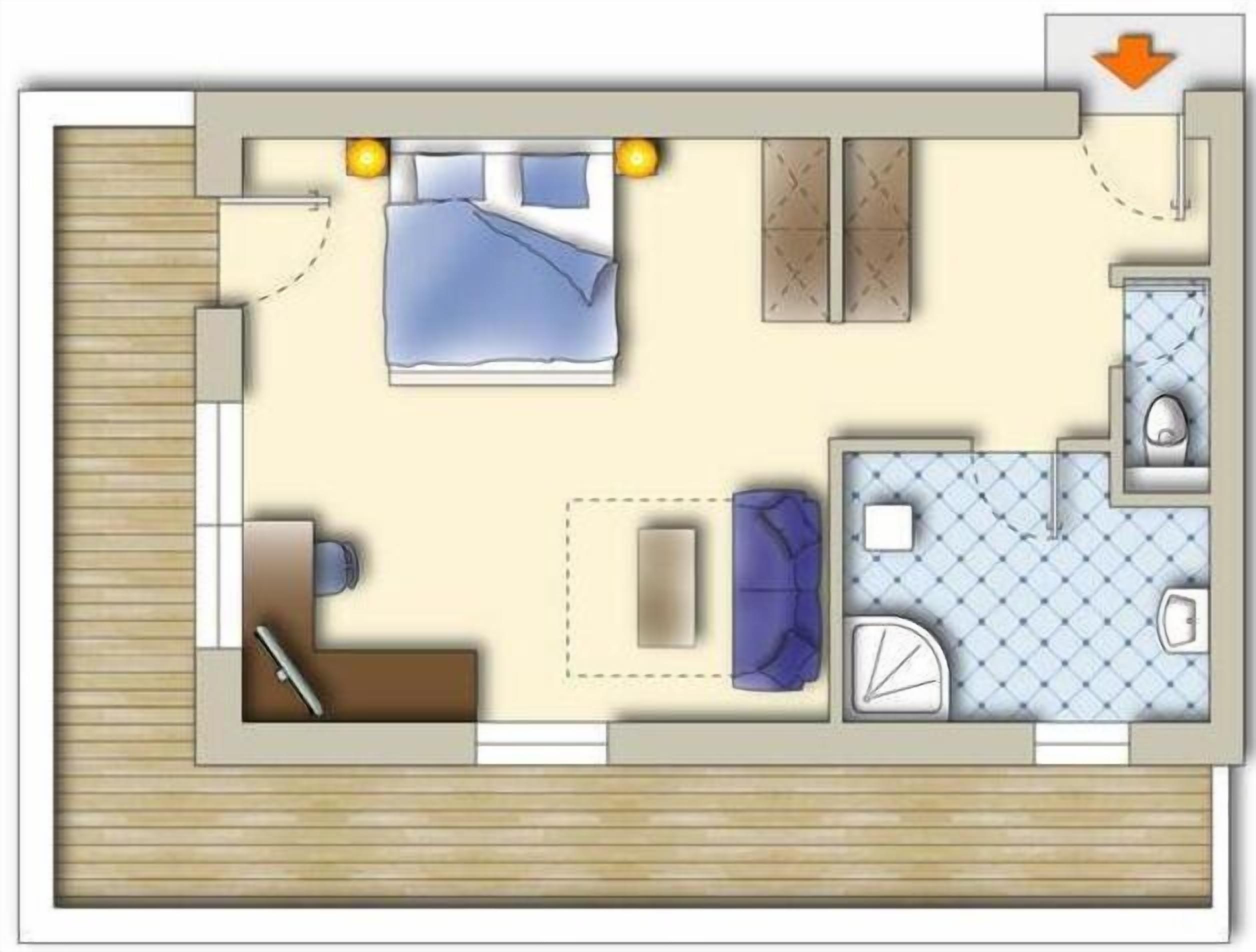standard double room, balcony | floor plan