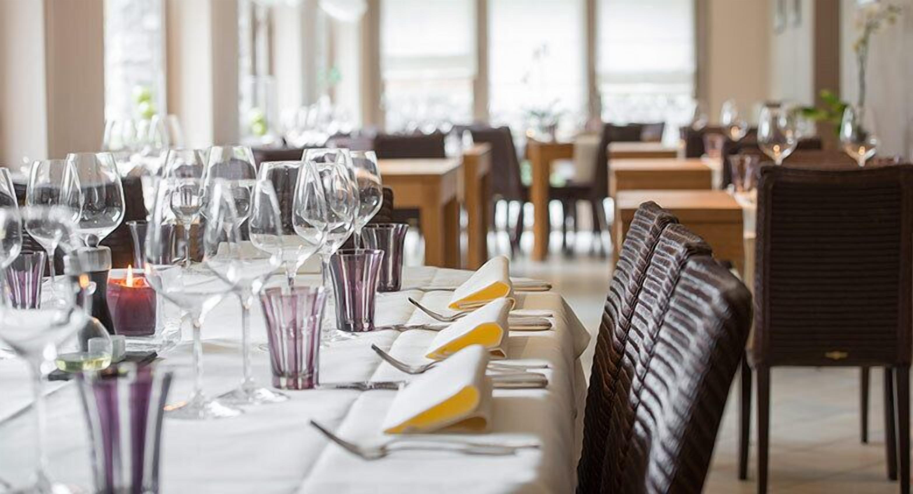 dinner served, french cuisine, garden views