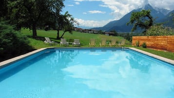 Indoor pool, outdoor pool, pool loungers