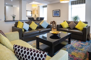 Executive Apartment, 2 Bedrooms, City View ( 2-7 High Street) | Living room | 42-inch flat-screen TV with cable channels, TV, DVD player