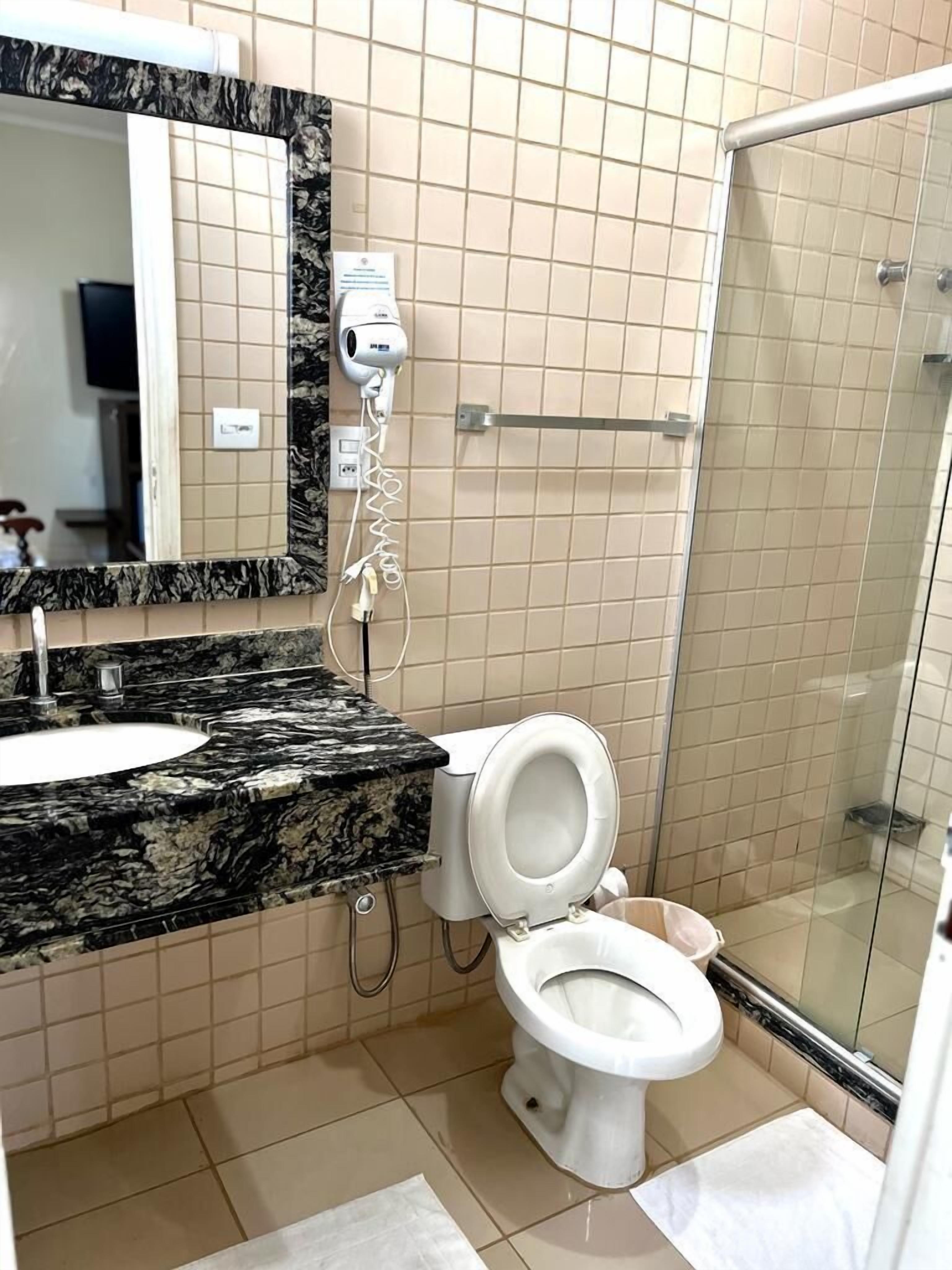 free toiletries, hair dryer, towels