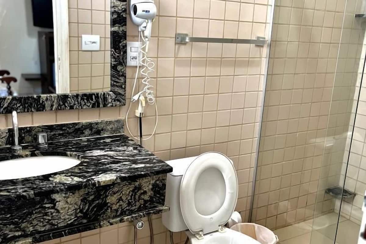 free toiletries, hair dryer, towels