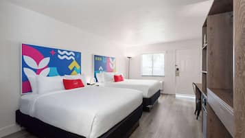 Room, 2 Queen Beds, Non Smoking | In-room safe, desk, laptop workspace, free cribs/infant beds