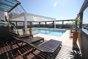 Outdoor pool, sun loungers