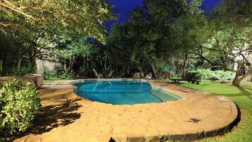 Outdoor pool, pool loungers