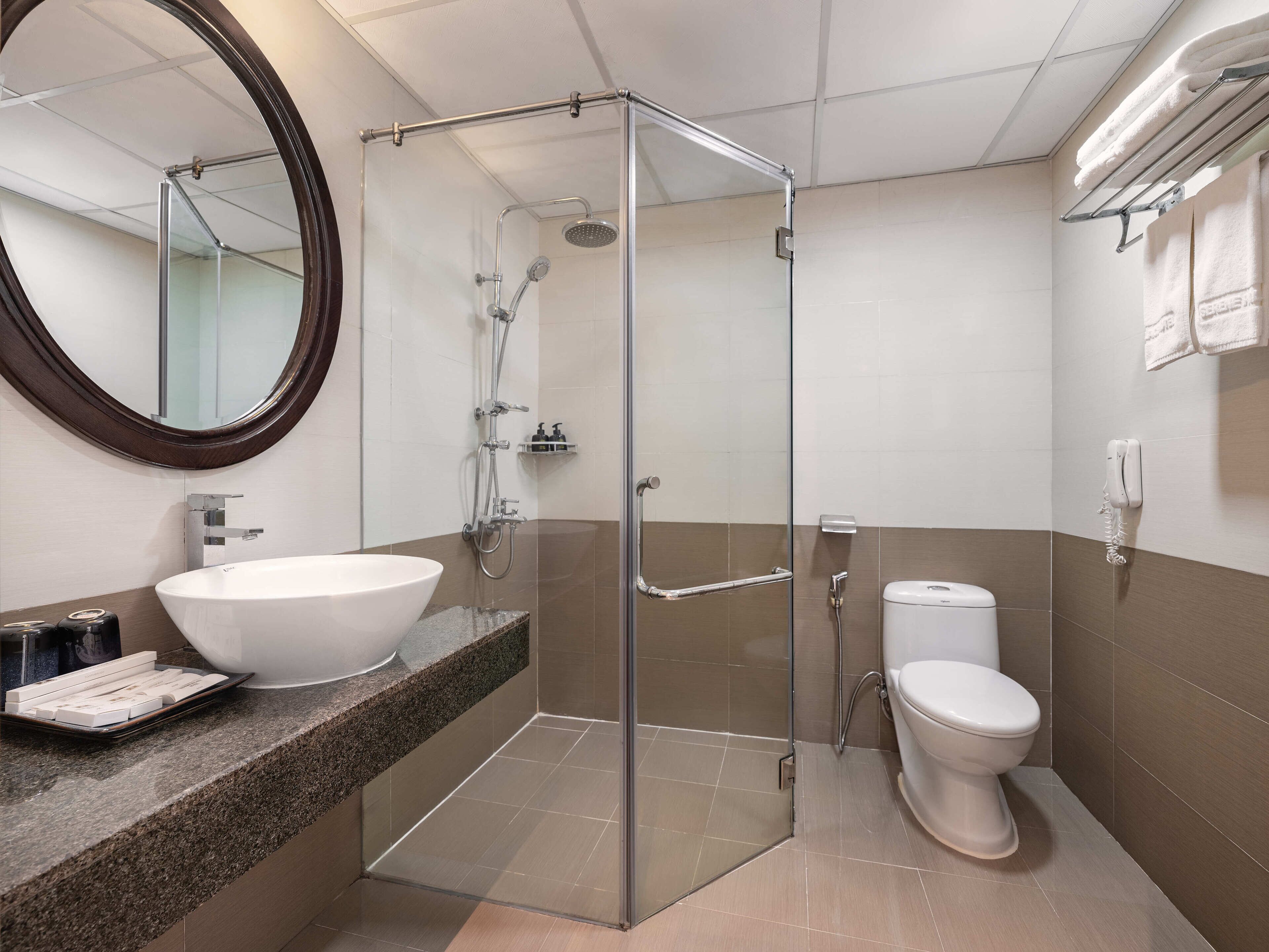 free toiletries, hair dryer, bathrobes, slippers