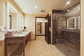 Suite, 1 King Bed, Accessible (Tailwater, Roll-in Shower) | Bathroom shower - Tailwater Lodge Altmar, Tapestry Collection by Hilton (Altmar)