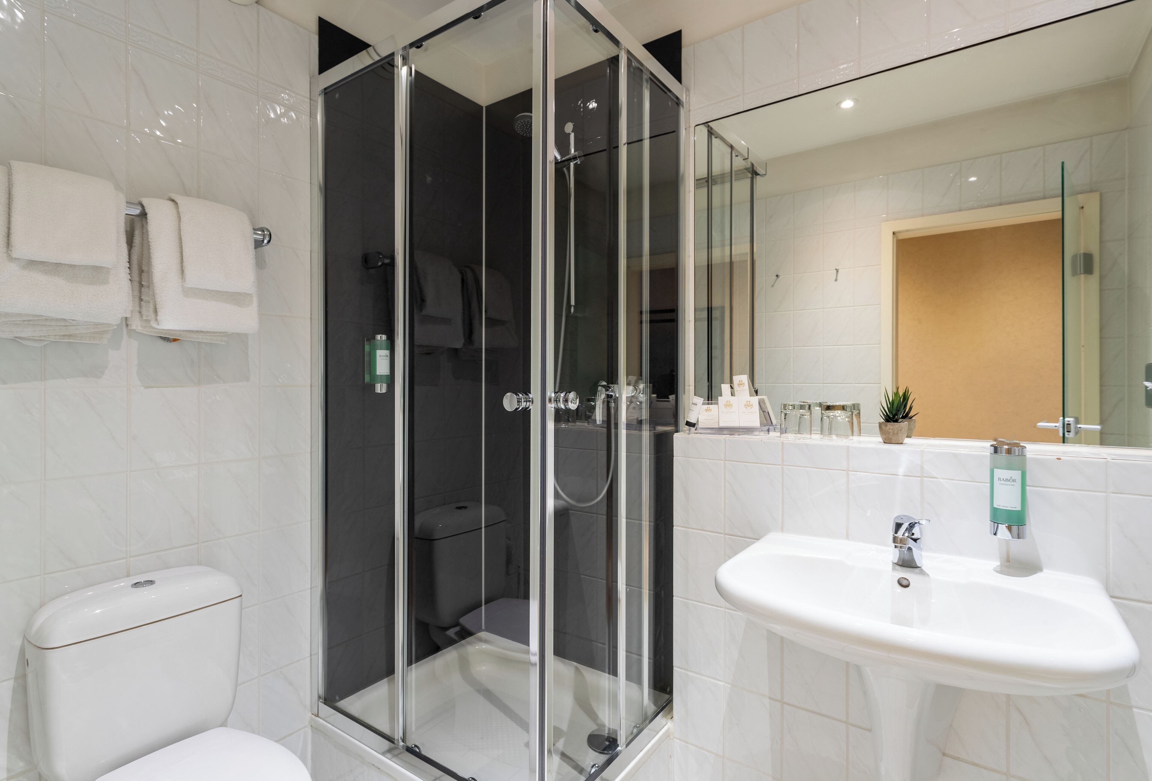 Gratis toiletartikelen, een haardroger, handdoeken