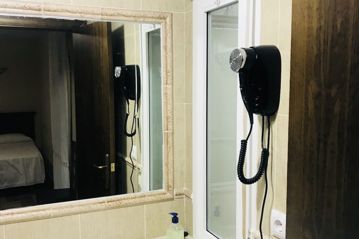 free toiletries, hair dryer, towels