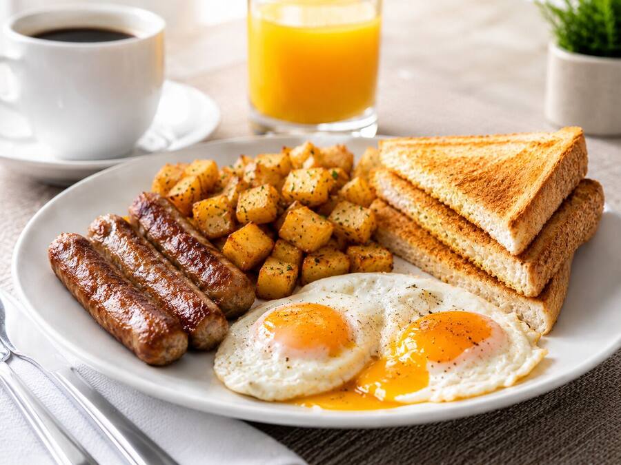 Café da manhã inglês grátis todos os dias