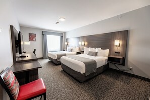 Two Queen Beds | Hypo-allergenic bedding, pillowtop beds, desk, laptop workspace