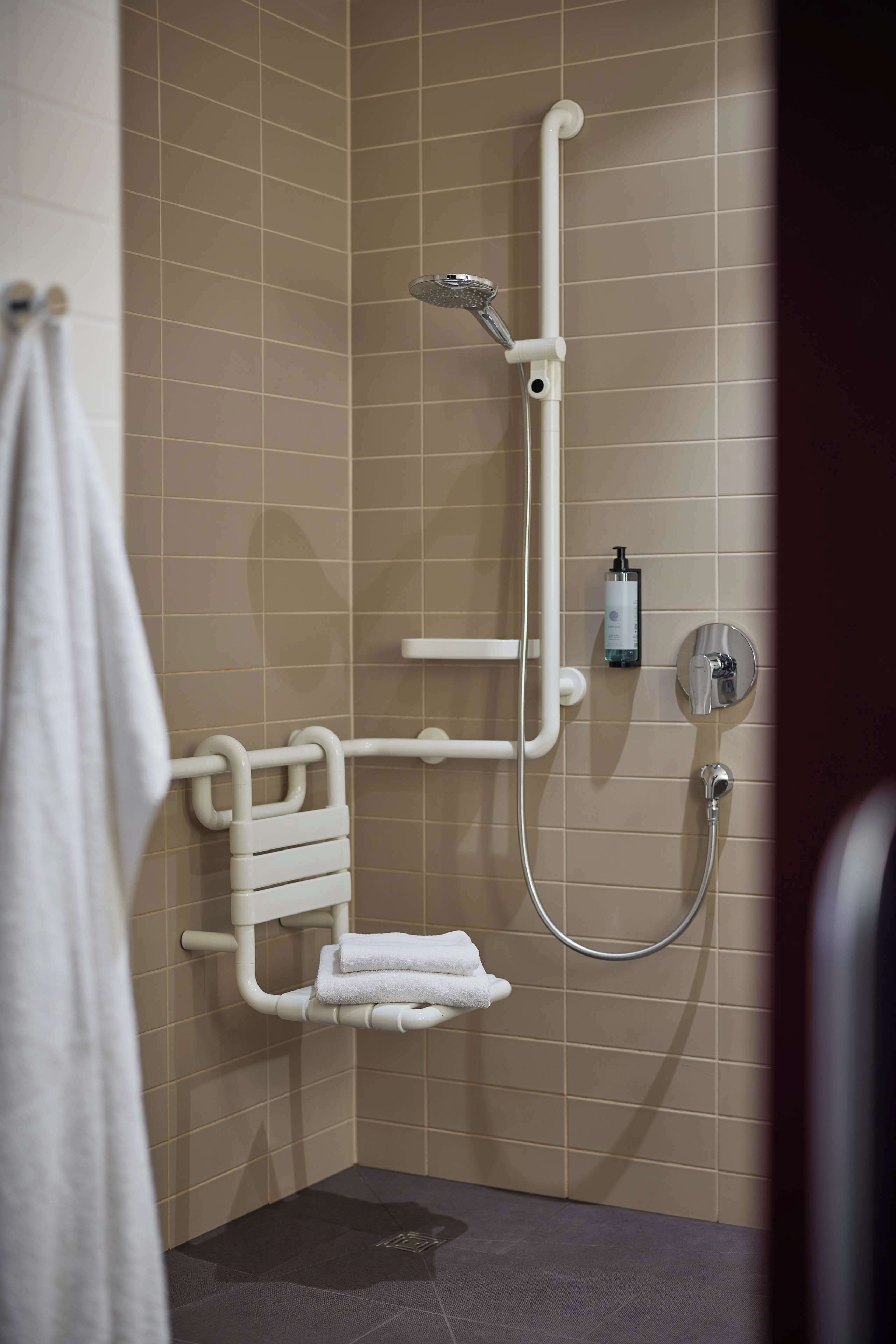 comfort room, 1 single bed, accessible | accessible bathroom