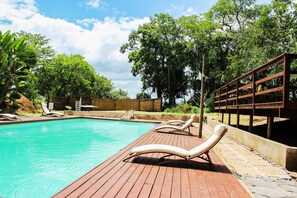 Outdoor pool, pool loungers