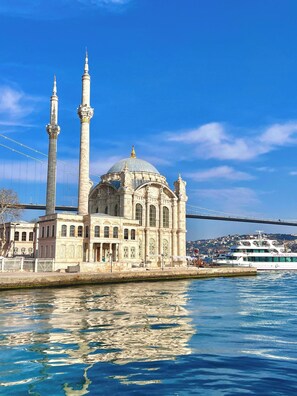 A historic building with two minarets and a dome, located by a waterfront. - The Artisan Hotel Istanbul - MGallery Collection (Istanbul)