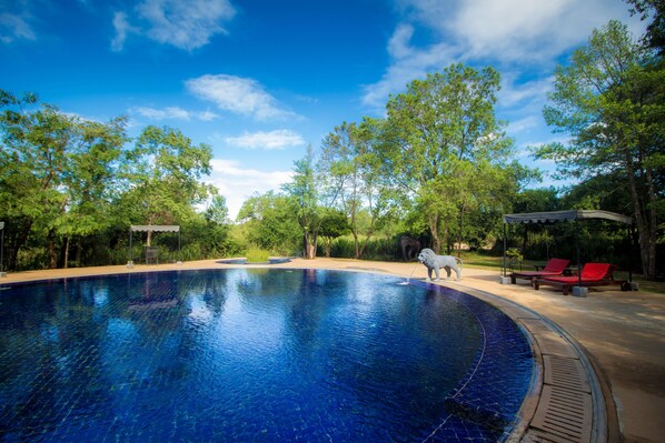 2 indoor pools, outdoor pool, pool umbrellas, pool loungers