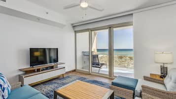 Condo, 1 Bedroom, Beach View, Beachfront (Beach Chairs Included) | Living area | TV