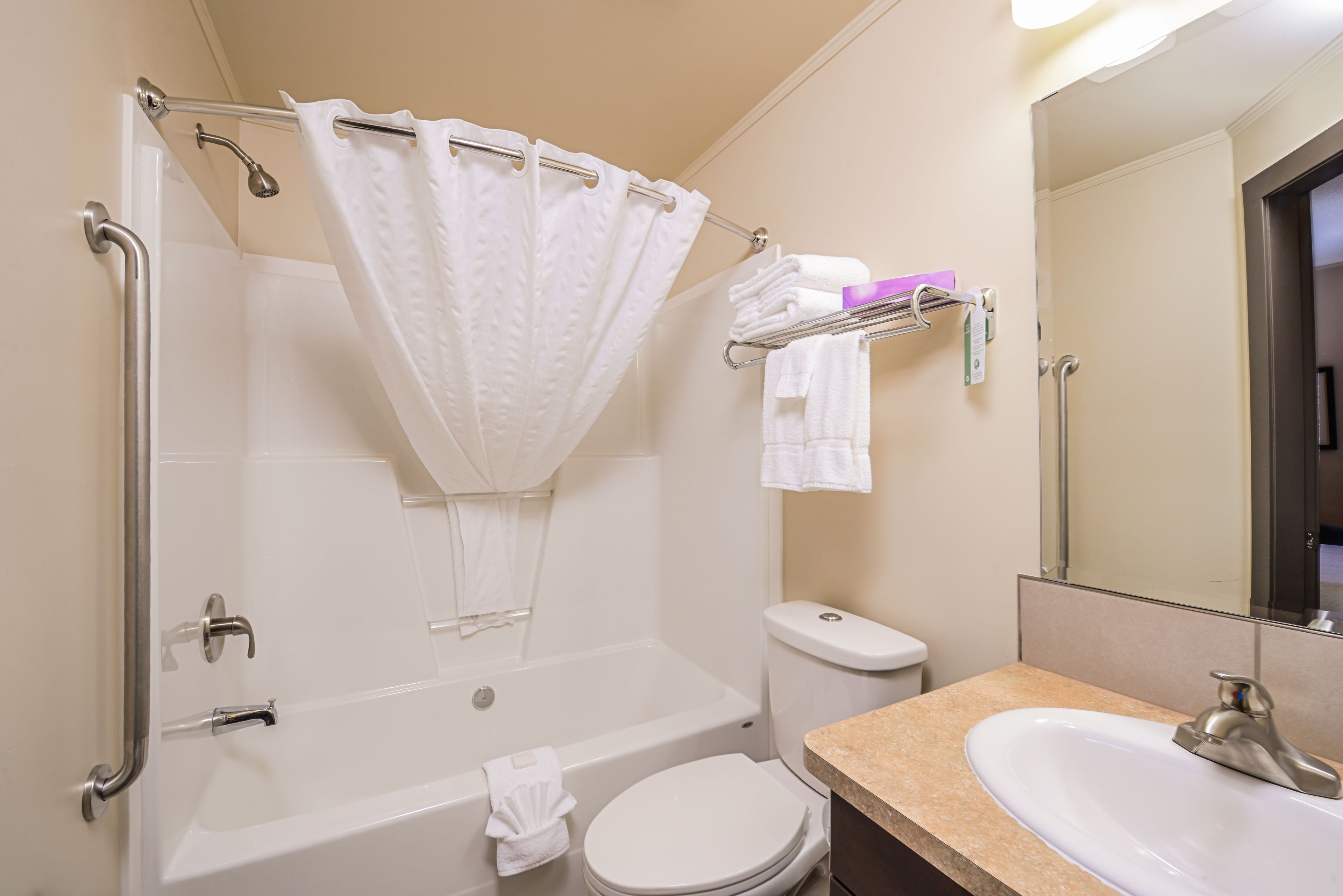 free toiletries, hair dryer, towels, soap