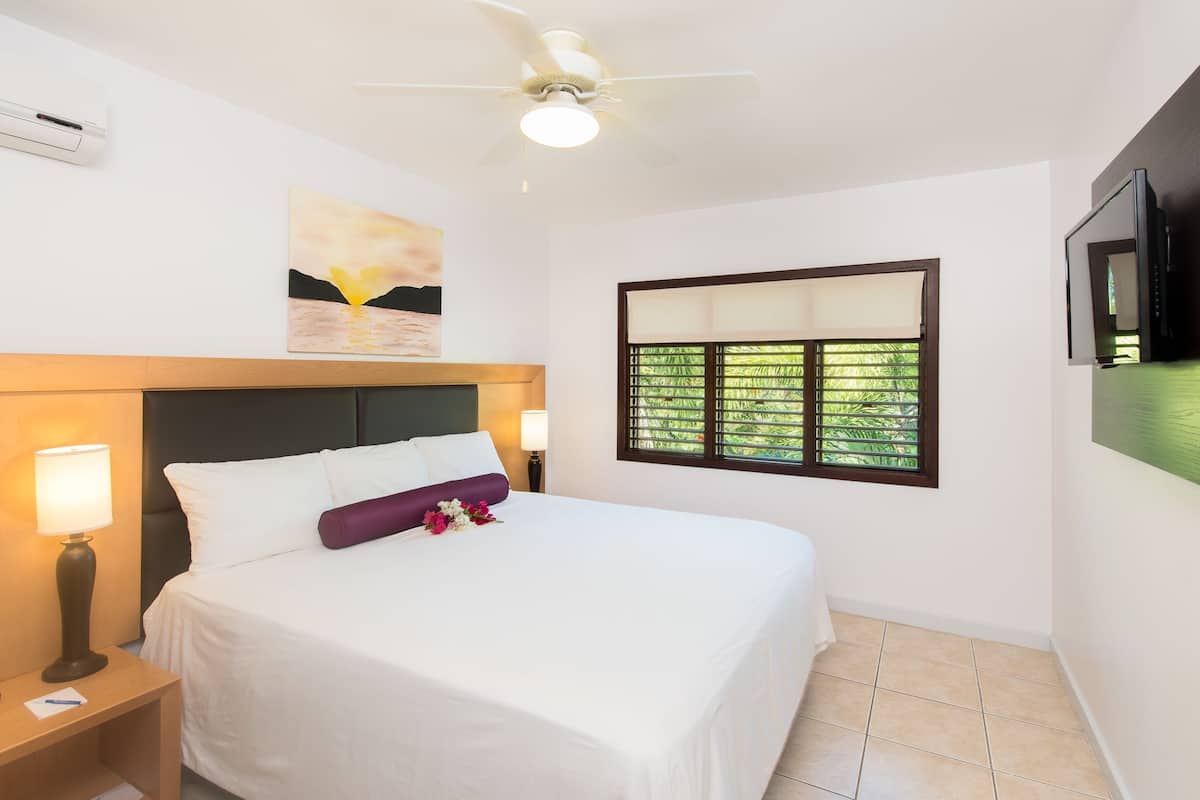 suite, 1 king bed with sofa bed, pool view | in-room safe, iron/ironing board, free wifi, bed sheets