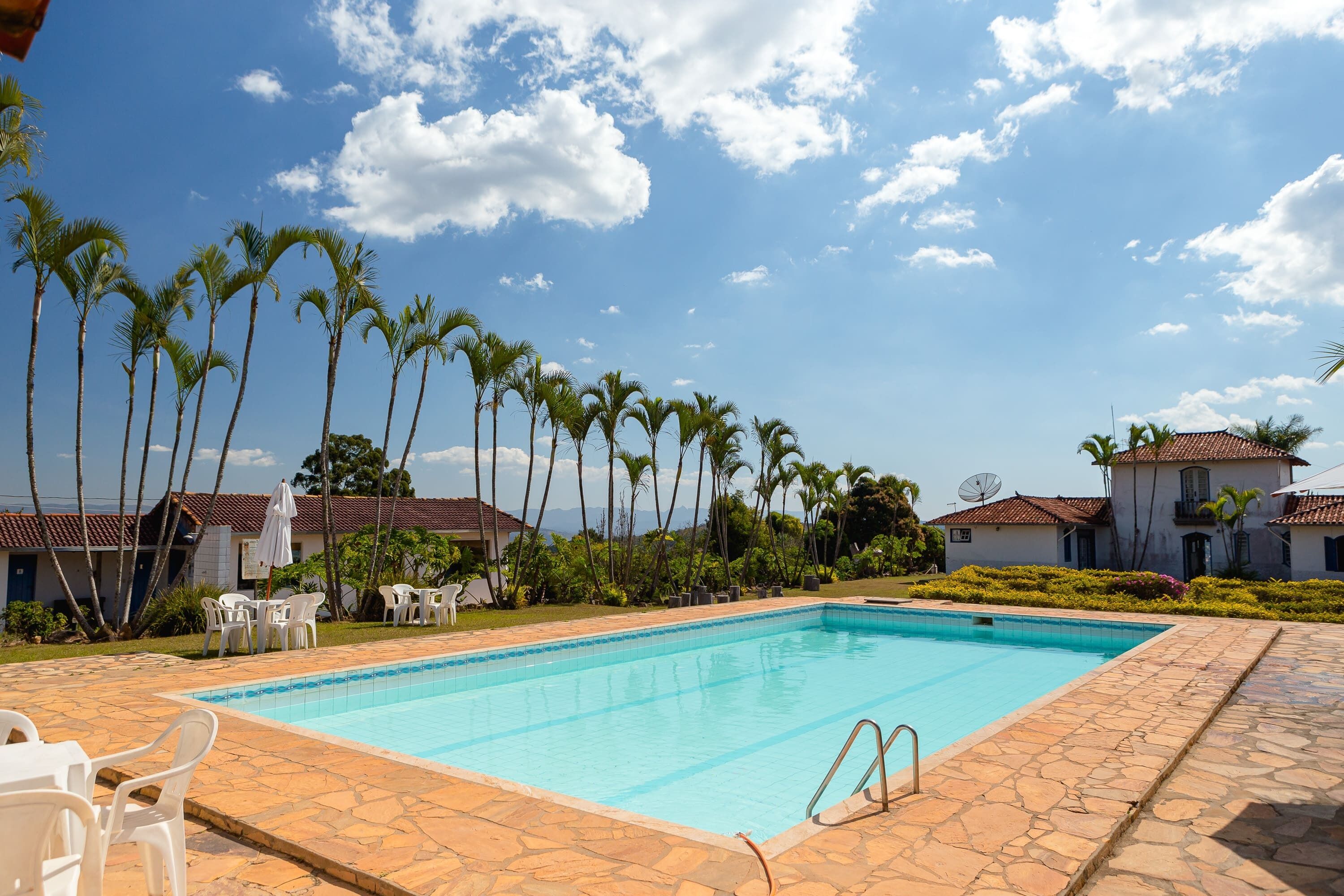 Outdoor pool, pool loungers