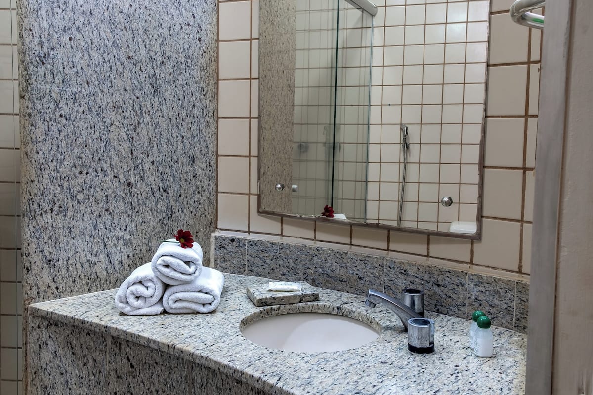 free toiletries, hair dryer, towels