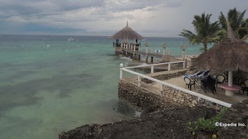 On the beach, sun loungers, scuba diving, snorkeling