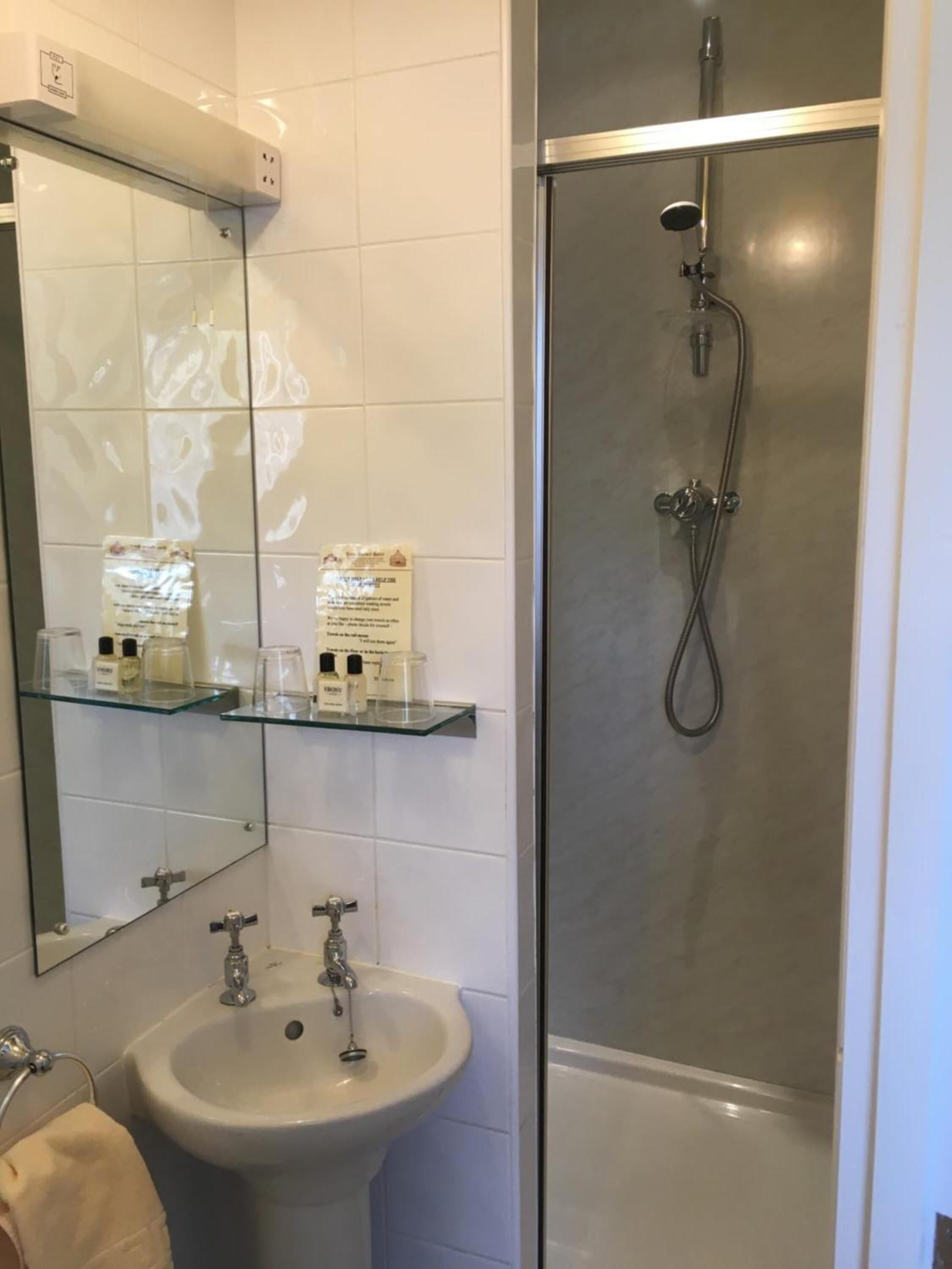 free toiletries, hair dryer, towels