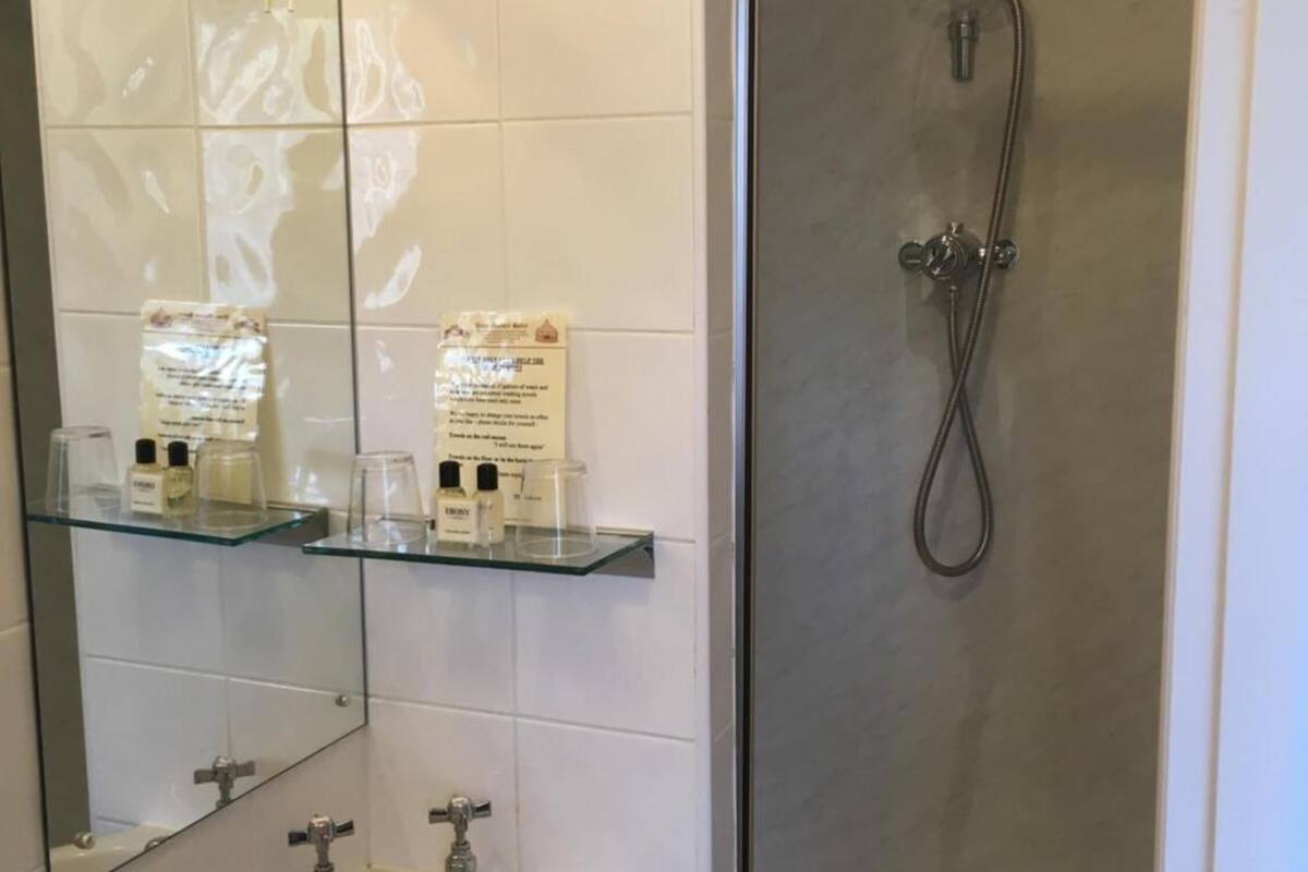 free toiletries, hair dryer, towels