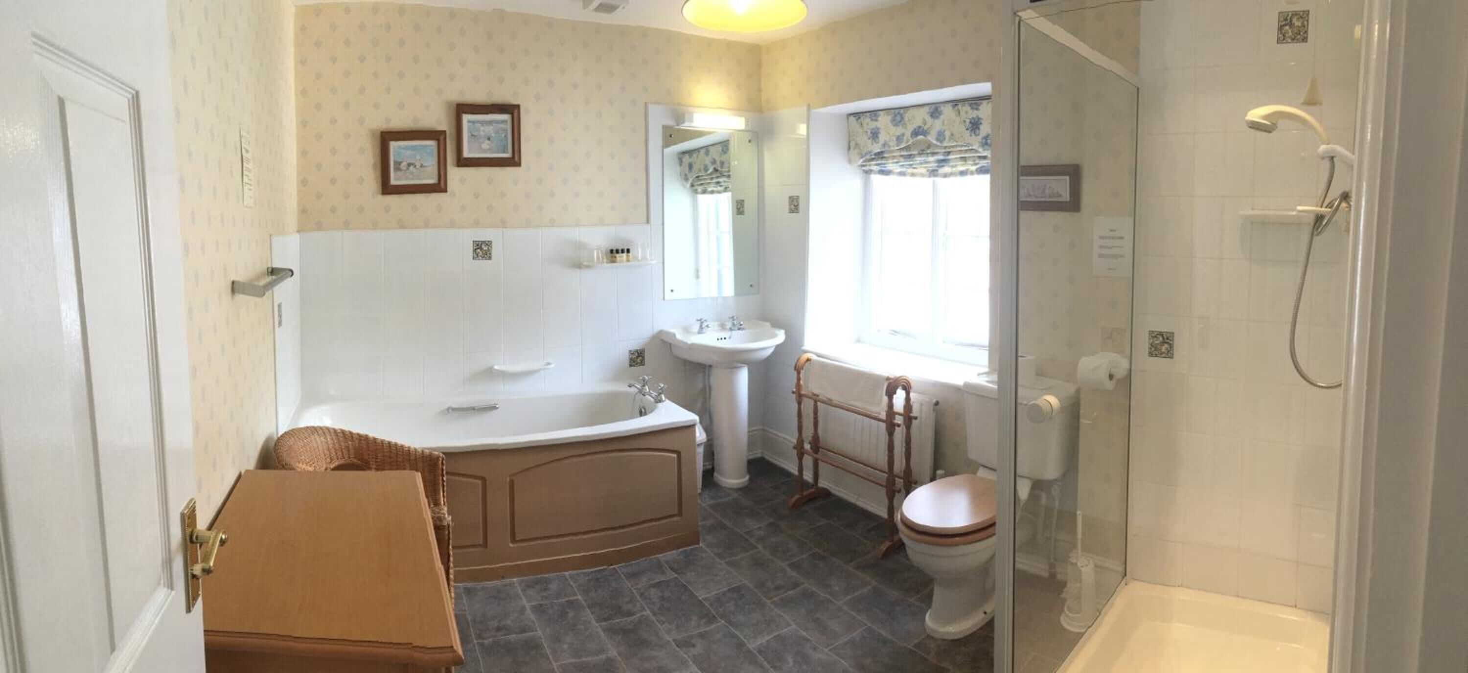 free toiletries, hair dryer, towels