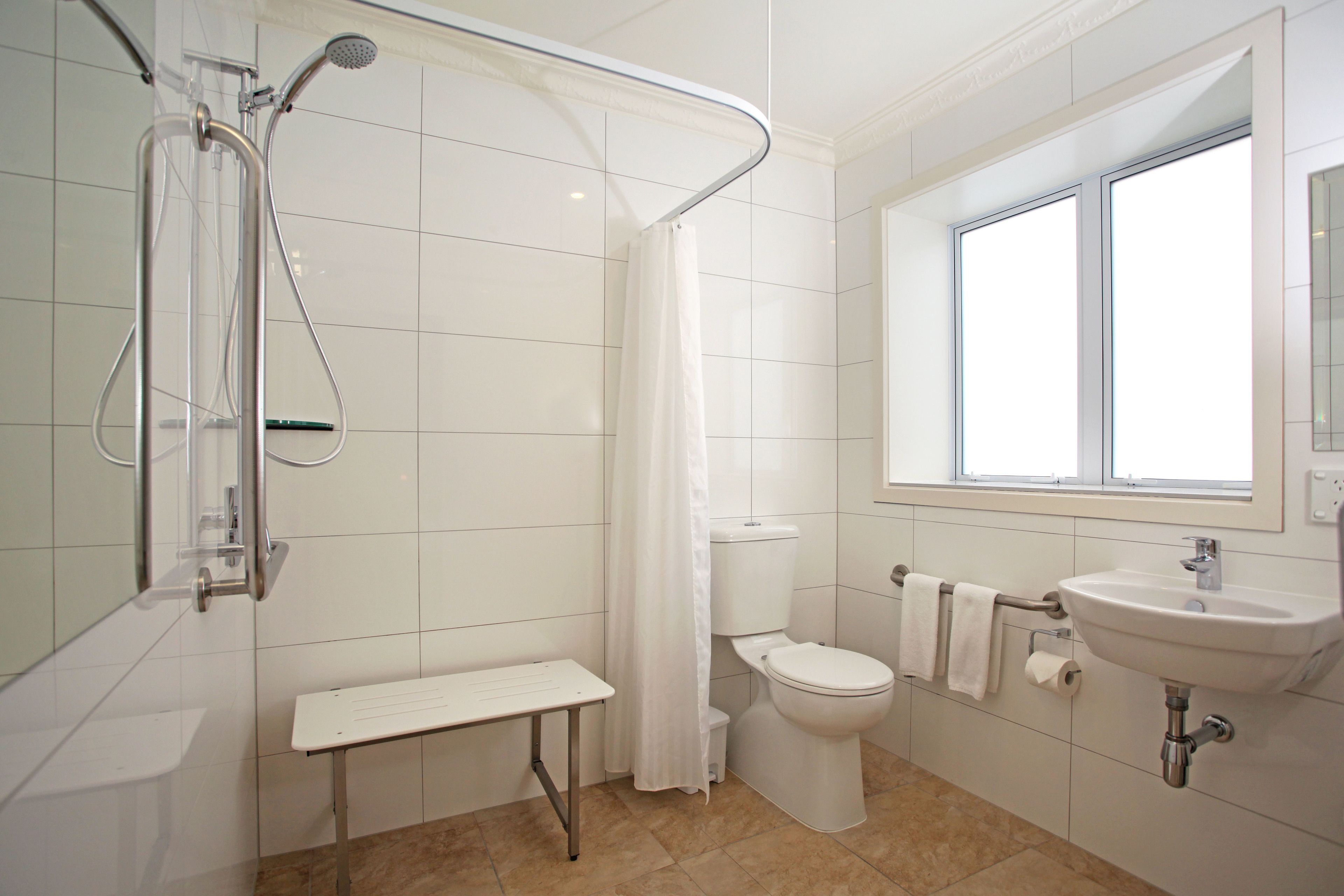disabled access studio | bathroom | shower, free toiletries, hair dryer, bathrobes