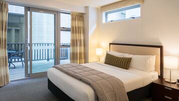 Hypo-allergenic bedding, pillow-top beds, desk, blackout curtains