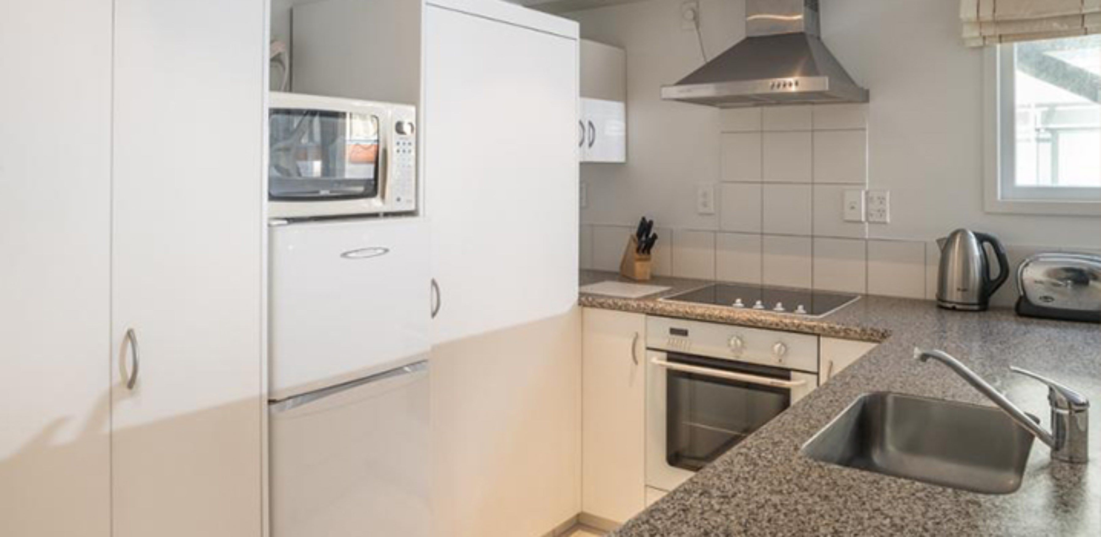 Full-sized fridge, microwave, oven, stovetop