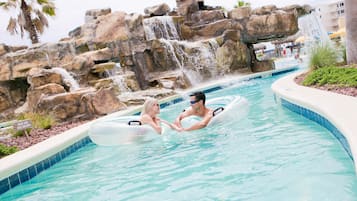 Indoor pool, outdoor pool, pool umbrellas, sun loungers