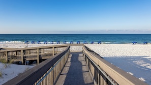 On the beach, white sand