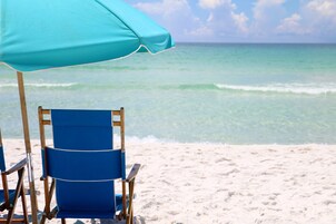 On the beach, white sand
