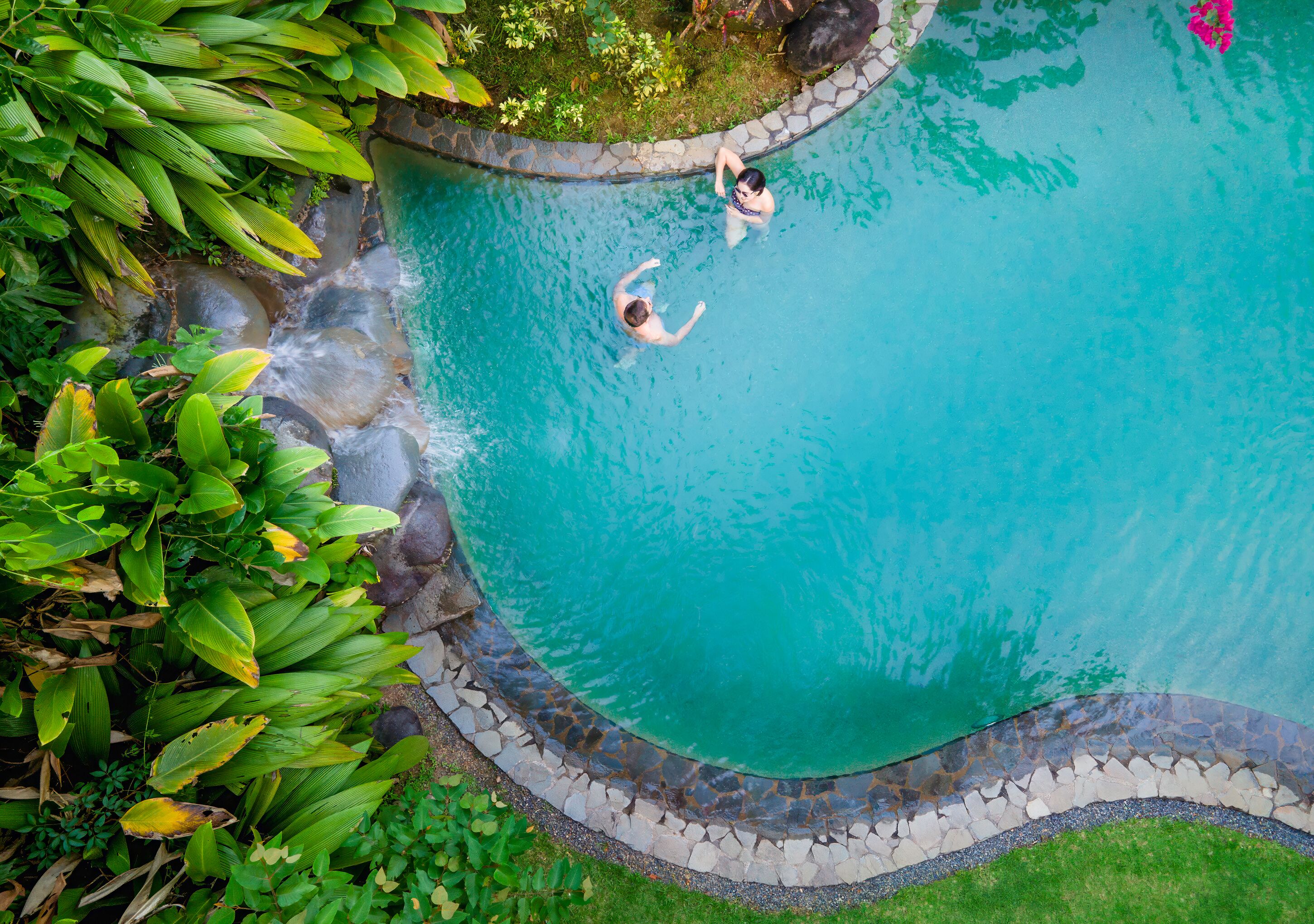 Outdoor pool, pool loungers